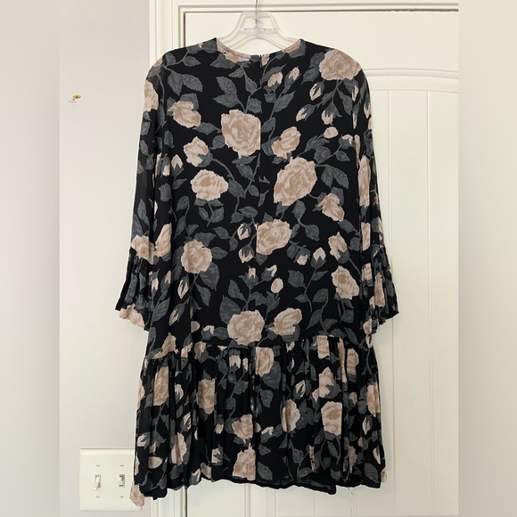 Ganni Carlton Georgette Dress Black Floral - Picture 5 of 9